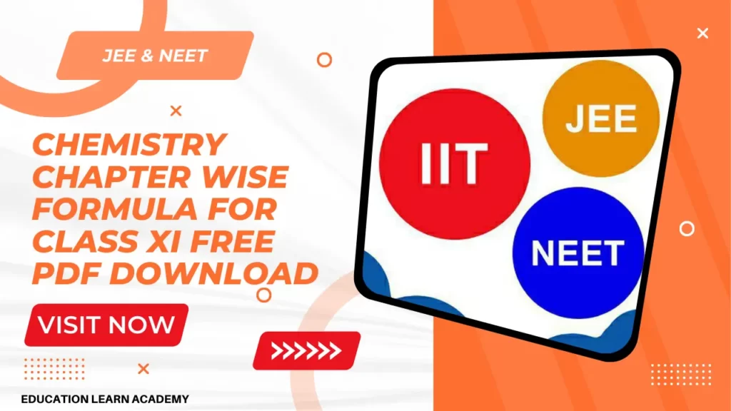 JEE & NEET Chemistry Chapter wise Formula For Class XI Free Pdf Download