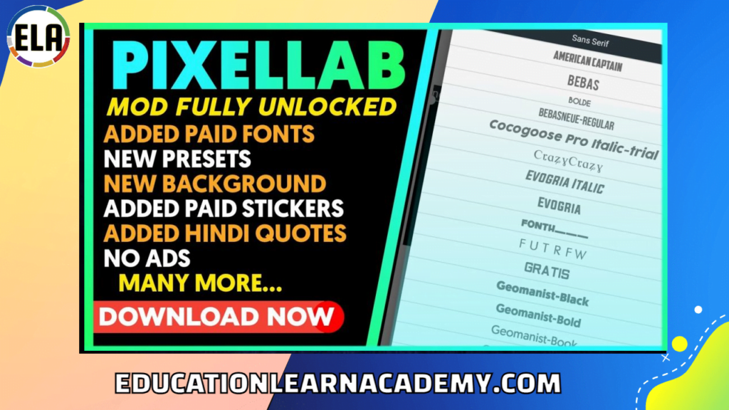 PixelLab Mod Apk (Premium Unlocked) educationlearnacademy.com