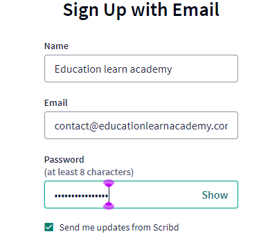 Sign Up with Email Education Learn Academy